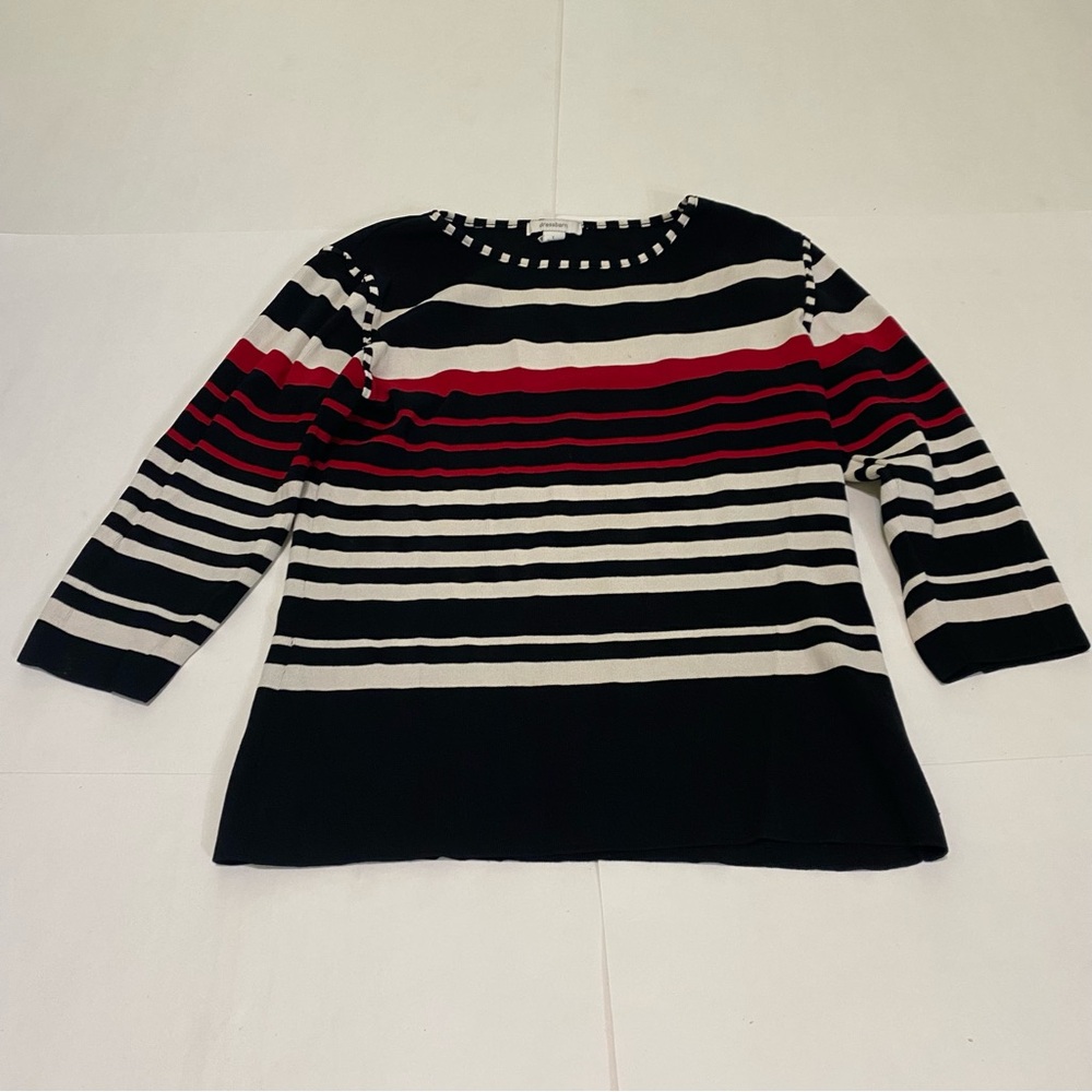 ⭐️dressbarn Black, Red, and White Striped Blouse